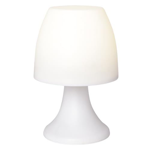 LED-Lampe mit Timerfunktion, weiß, 19 cm hoch, batteriebetrieben | Nachttischlampe, Lampe für das Kinderzimmer | Campinglampe