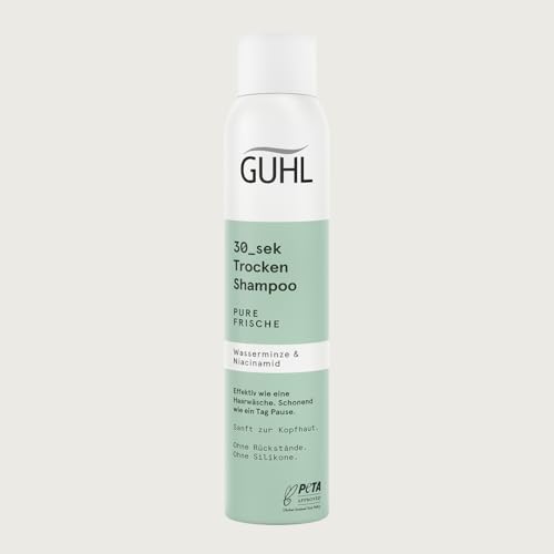 Guhl 30 sek Trockenshampoo - Pure Frische - Inhalt: 200 ml - Niacinamid & Wasserminze - Effektiv wie eine Haarwäsche - Schonend wie ein Tag Pause - Ohne Rückstände - Ohne Silikone