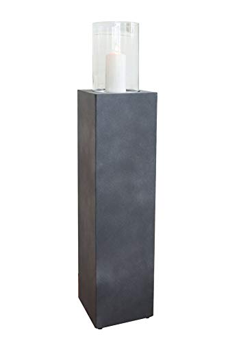 VIVANNO Windlichtsäule Boden-Windlicht Kerzenhalter Deko-Laterne Fiberzement Lumira 97 cm hoch Grau