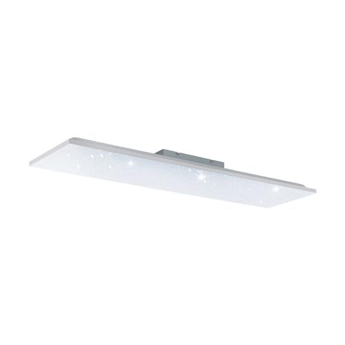 EGLO LED Panel Calemar-S, rechteckige Deckenlampe mit Kristall-Effekt, Deckenleuchte aus Kunststoff und Metall in Weiß, Aufbauleuchte für Büro und Küche, neutralweiß, 100x24 cm