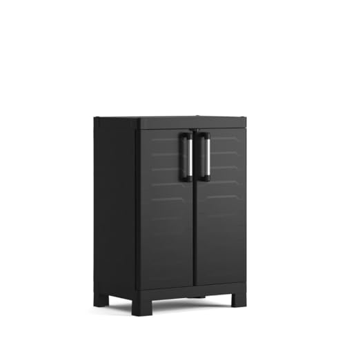 Keter Detroit, niedrig Kunststoffschrank, Kunststoff, schwarz, 65 x 45 x 97 cm