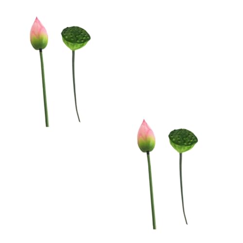 RORPOIR 2 Sätze Simulation Lotus Pod künstliche blüten Artificial lotustahl gefärten Decor Pond realistische Lotusblume Lotus gefälscht Dekor Gartenbedarf künstlicher Lotus Pu