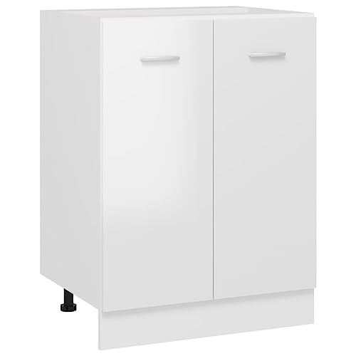 vidaXL Unterschrank mit 2 Regalböden Küche Schrank Küchenzeile Küchenmöbel Küchenschrank Küchenunterschrank Hochglanz-Weiß 60x46x81,5cm Holzwerkstoff