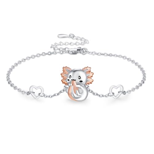 StoryEtain Axolotl Armband 925 Silber Axolotl Armschmuck Verstellbar Axolotl Tier Armbänder Salamander Schmuck Geschenk für Mädchen Frauen Kinder