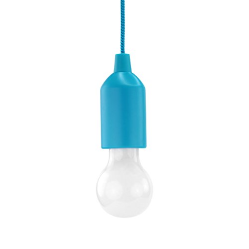 HyCell Pull Light in blau mit Zugschalter inkl. AAA Batterien - tragbare LED Lampe warmweiß - mobile Leuchte ideal für Garten Schuppen Zelt Camping Dachboden Kleiderschrank oder Party Dekoration