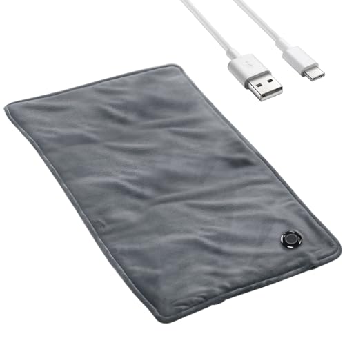 AVCXEC USB Heizkissen, 5V Heizkissen mit Abschaltautomatik, Tragebar Heizkissen Rücken, 30*60 cm Heizkissen Elektrisch, Waschbar Wärmekissen Graphen-Reisedecke, 3 Temperatursstufen, für Schulter Bauch