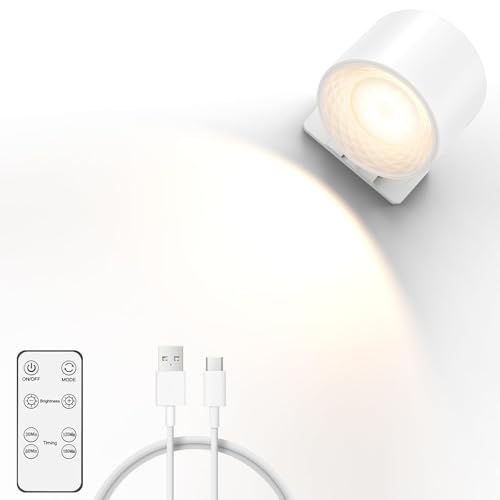 HighLuc Wandleuchte ohne Stromanschluss, 3 Farbmodi 10 Helligkeitsstufen Wandlampe Akku 2200mAh Wandleuchte Kabellos 360° Drehbare Wandlampe Innen für Wohnzimmer Schlafzimmer Flur