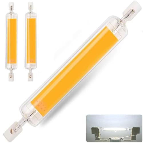 MZIEIU 10W R7S LED Lampen 78mm Dimmbar,Kaltweiß 6000K 1000LM Kein Flackern,10W LED COB 78mm Glühbirne Ersatz für 100W J78mm Halogenstab,LED Stab 360° Strahlbeleuchtung,AC 220-240V,2er Pack