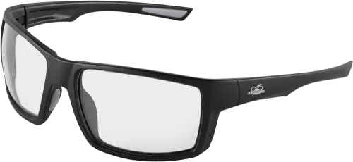 Bullhead Safety Sawfish Transparente Schutzbrille mit Anti-Beschlag- und kratzfesten Gläsern, ANSI Z87+, Polycarbonat-Schutzbrille mit UV-Lichtschutz, mattschwarzer Rahmen