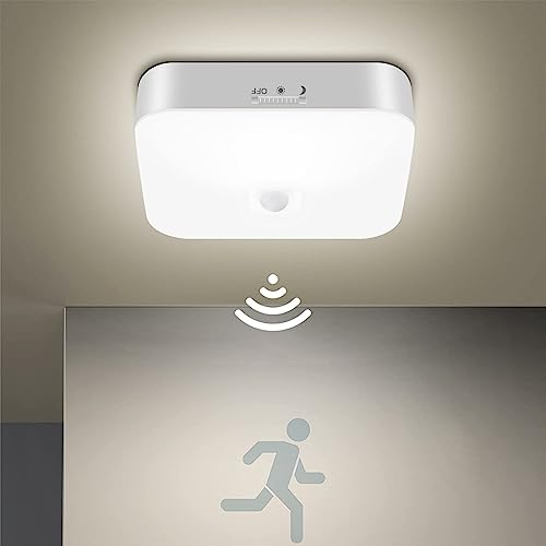 Toowell Akku Lampe mit Bewegungsmelder Innen, 10000mAh Aufladbar Akku Deckenleuchte LED Batterie Deckenlampe mit Bewegungsmelder, Kellerlampe LED Lampe Akku Leuchte für Badzimmer Garage Treppe Balkon