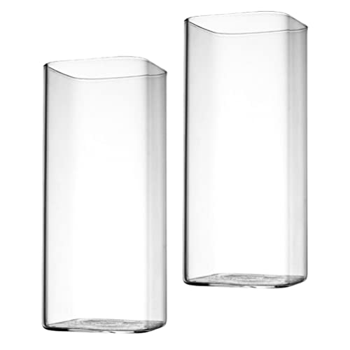 Angoily Trinkgläser 14 Oz Quadratische Gläser 2Er-Set Trinkbecher Glas Klares Barglas Für Wasser Saft Bier Getränke Cocktails Mixgetränke 400 Ml