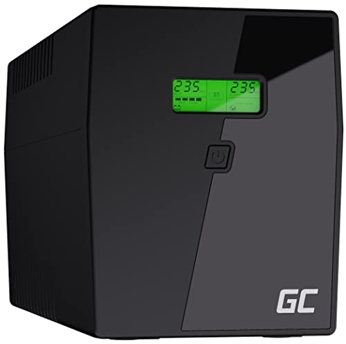 Green Cell UPS USV Unterbrechungsfreie Stromversorgung 2000VA (1200W) mit Überspannungsschutz 230V Line-Interactive Spannungsregelung AVR USV-Anlage USB/RJ45 4X Schuko Ausgänge LCD Bildschirm