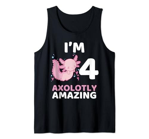 Niedlicher Kawaii Axolotl Geburtstag 4. Geburtstag Axolotl Liebhaber Tank Top