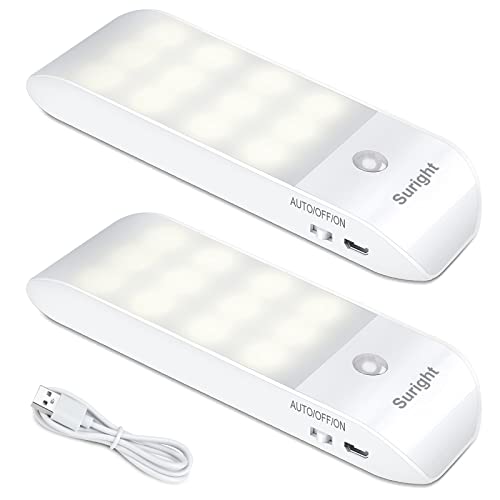 LED Nachtlicht mit Bewegungsmelder, 2 Stück Aufladbar USB, Nachtlampe mit 3 Modi (AUTO/EIN/AUS), Schrankbeleuchtung 4000K Warmweiß Schranklicht für Schlafzimme, Badezimmer, Gang, Treppe, Küche