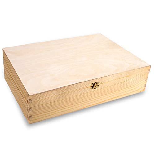 Holzbox mit Deckel Holzkiste Aufbewahrungsbox Deko 40 x 30 x 10 cm Holz-Kiste Naturholz Box Erinnerungsbox | Bastel- & Geschenkkiste