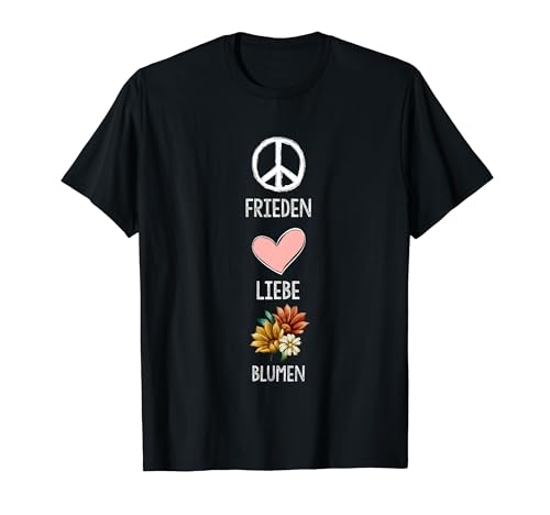 Frieden Liebe Axolotl Lustiges Blumen T-Shirt