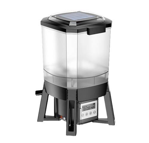 Pondlife CFF-206 solarbetriebener Fischfutter Automat, programmierbarer Futterspender mit 6 Liter Behälter für 1 bis 6 Fütterungen pro Tag