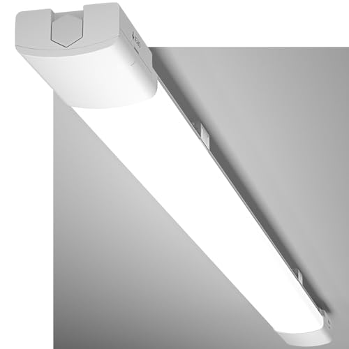 Modlicht LED Feuchtraumleuchte 120CM mit 36W 5000k Kaltlweiß 3960Lumen, Ultraslim Deckenleuchte Feuchtraum Flach Wasserfest IP65 Wannenleuchte Werkstattlampe für Keller Garage, Weiß