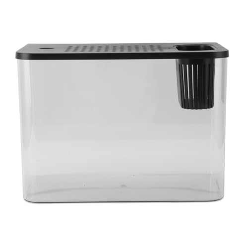 Aquarium Für Goldfisch Garnele Betta Fisch Schildkröte, Mini Aquarium Mit Filtersieb Kunststoff Transparent Mikro Landschaft Tischplatte Aquarium Komplettset Für Box Office Tea Tab (Black)