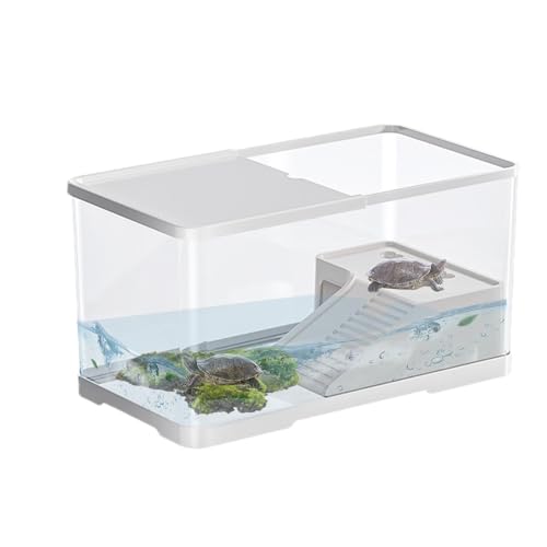 Reptilienaquarium Basking – Schildkröten-Lebensraum-Tank, kleines Schildkröten-Aquarium | Wasserschildkrötenbecken für Krebse, Einsiedlerkrebse, Schildkrötenzuchtbox, Zimmerschildkröten-Aquarium,