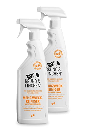 Bruno & Finchen 2x Mehrzweckreiniger für Hunde, Katzen & Kleintiere 750 ml - Entfernt Rückstände von Urin, Kot & Erbrochenes - Hundeurin & Katzenurin Entferner, Katzenkloreiniger, Vogel Käfigreiniger