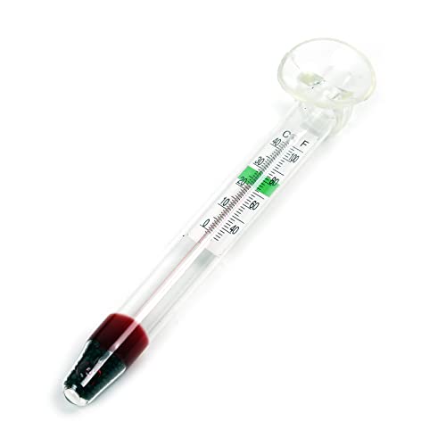 SunSun WDJ-02 Aquarium Thermometer -1–43 °C / 35–105 °F analoges Glasthermometer mit Saugnapf für Aquarium Temperatur, Terrarium oder Gewächshaus