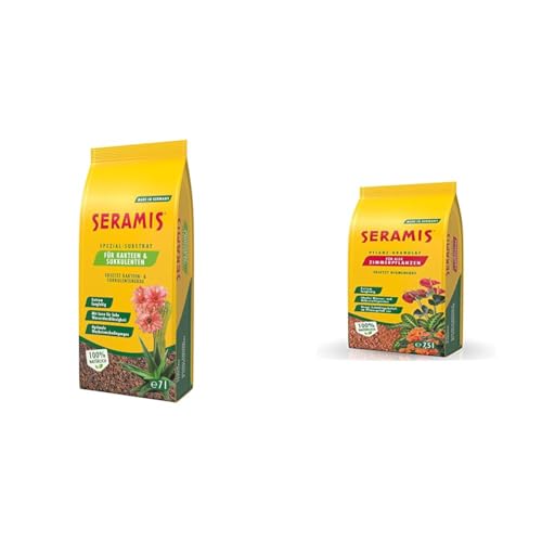Seramis Spezial-Substrat für Kakteen und Sukkulenten, 7 l & Pflanz-Granulat für alle Zimmerpflanzen, 7,5 l – Pflanzen Tongranulat, Blumenerde Ersatz zur Wasser- und Nährstoffspeicherung