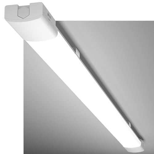 Modlicht LED Feuchtraumleuchte 150CM mit 45W 5000k Kaltlweiß 4950Lumen, Ultraslim Deckenleuchte Feuchtraum Flach Wasserfest IP65 Wannenleuchte Werkstattlampe für Keller Garage, Weiß