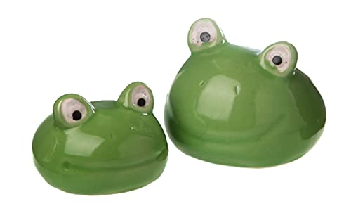 itsisa Schwimmtiere Frosch (2er Set) aus Porzellan schwimmend als Teich Deko - Deko für Vogeltränke, Fische, Gartenteich, Frosch, Gartendeko (Frosch)