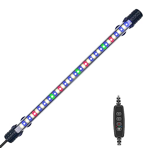 VARMHUS Tauchen Aquarium Licht,Aquarium LED Beleuchtung mit Timer Auto On/Off Dimm-Funktion,3 Lichtmodi Dimmbar,10 Helligkeitsstufen optional&3Stufen der Zeitschleifenfunktion 42LED-RGB 37cm