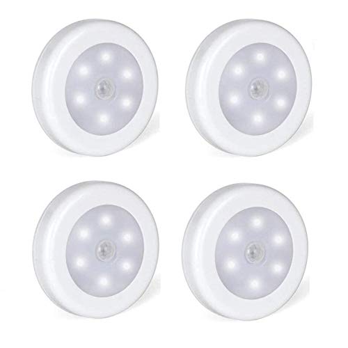 Foonii LED Nachtlicht mit Innen Bewegungsmelder,led lampe batteriebetrieben 3M Klebend für Flur Küche Schlafzimmer Treppe Schrank (Magnetisch） (Weiß, 4er set)