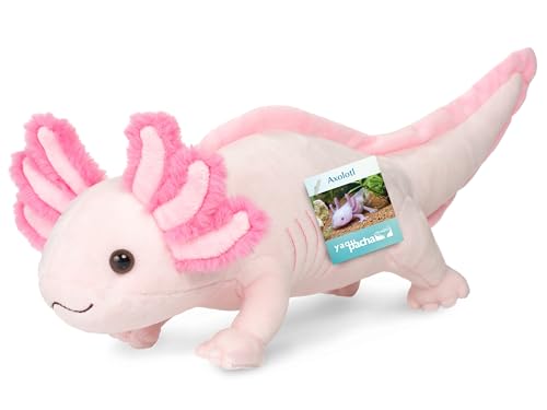 Teddy Hermann 90159 Axolotl 36 cm, Kuscheltier, Plüschtier mit recycelter Füllung, Sonderedition yaqu Pacha