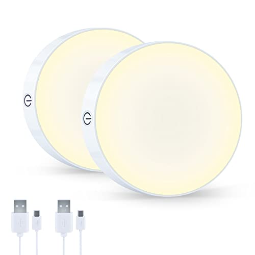 qeemmy Dimmbar Batteriebetrieben Touch Lampe 3000K, wiederaufladbar, led nachtlicht mit batterie, Helligkeit einstellbar, eingebauter Magnet, Schrankleuchte, Küchenlampe, 2er-Set