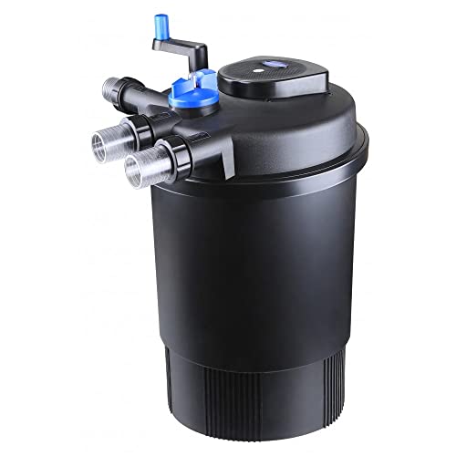 AquaOne Druckteichfilter CPF-30000 I Teichfilter für Teiche bis 60.000 Liter I Bio Teich Filter inkl.55 Watt UVC Klärer mit Kurbelreinigung I schwebealgenfreies klares Wasser