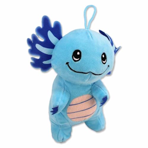 Axolotl Plüschtier – Ca. 18 cm Groß, Mit Schlaufe, Füllmaterial und Innenfutter Aus 100% Recycelten Plastikflaschen, Gestickte Augen (Blau)