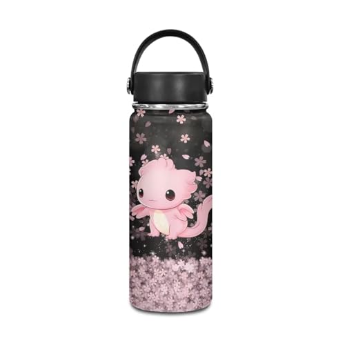 ZUXONGSY Axolotl Isolierte Wasserflasche, 530 ml, Kolibri, Edelstahl-Wasserflasche, Mädchen, 8-10/10-12, Kinder-Wasserflasche, Reise-Vakuumflasche