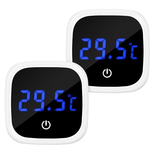 EEEKit 2 Stück Digitales Aquarium Thermometer, LED-Anzeige mit Touch-Schalter, Hohe Präzision ±0,1°C, Energiesparend, Rückseiten-Aufkleber, Messbereich 0°C~60°C
