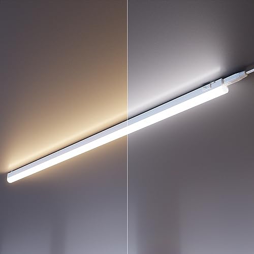 ledscom.de LED Unterbauleuchte RIGEL, Farbtemperatur einstellbar, Stecker, 87cm, 10,1 W, 1122lm, warmweiß/weiß