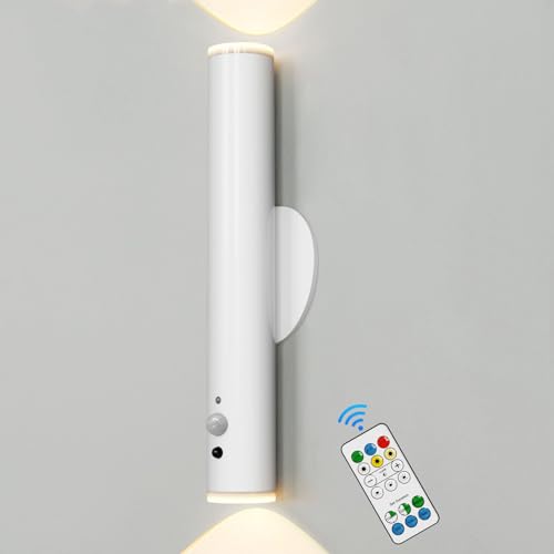 HARPER LIVING Batteriebetriebene Wandleuchte Weiß, LED-Wandlampe mit Bewegungsmelder für den Innenbereich, wiederaufladbare flaschenlampe für Schlafzimmer Flur Treppenhaus, dimmbar und 3 Farben