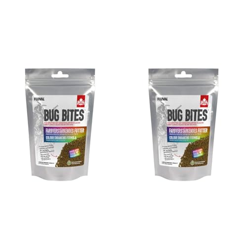 Fluval Bug Bites Fischfutter, mit Insektenlarven, farbverstärkendes Futter, langsam sinkendes Granulat, 1,4-2mm, 125g (Packung mit 2)