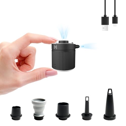 Elektrische Luftpumpe, Tragbare Multifunktion Mini Pumpe zum Inflate und Deflate, mit Wiederaufladbare Akku & USB C Kabel, für Luftmatratzen Schwimmring (Schwarz)
