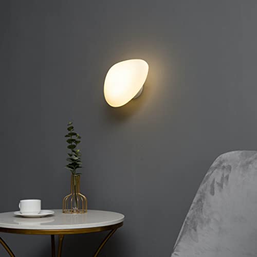 KOSILUM – Wandleuchte aus Glas opalweiß – Veglia – Licht warmweiß Beleuchtung Wohnzimmer Schlafzimmer Küche Flur – 5 W – 500 lm – integrierte LED – IP20