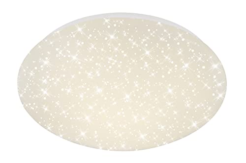 BRILONER - LED Deckenlampe mit Sternenhimmel, neutralweiße Lichtfarbe, 12 Watt, 1300 Lumen, LED Lampe, LED Deckenleuchte, Wohnzimmerlampe, Schlafzimmerlampe, Kinderzimmerlampe, 28x6,5 cm, Weiß