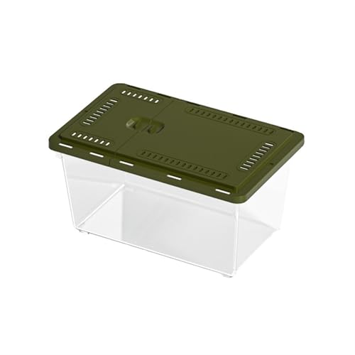 FAJNUZI2024 Aquarium PET-Haushaltsfischtank Schildkrötentank Außenfänger Spezialbehälter Haushaltsfütterungsbox mit Schiebedeckel Aquarium Starter Kits(Green,27x17.5x14.5cm)