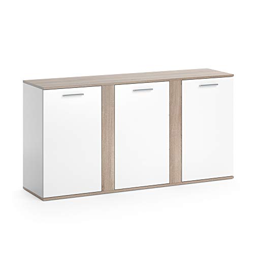 Vicco Sideboard Novelli, Sonoma/Weiß, 155 x 80 cm mit Türen