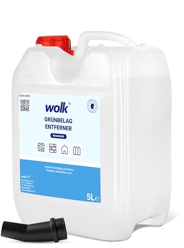 Algen & Grünbelag Entferner - 5 Liter Konzentrat - Für die Effiziente Entfernung von Algen und Grünbelag - wolk