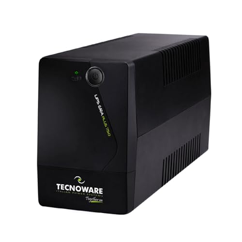 Tecnoware Power Systems - Unterbrechungsfreie Stromversorgung | 750 VA Schutz vor Stromausfällen | AVR Plus-Technologie | 10 Min Autonomie für PC, 40 Min für Modem | Geräuschlos, SINGLE, 750VA