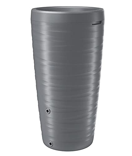 Regenwassertonne Regentonne Regenbehälter Regentank Regenfass Amphore 240L Welle-Disign 3D mit Wasserhahn (Grau)