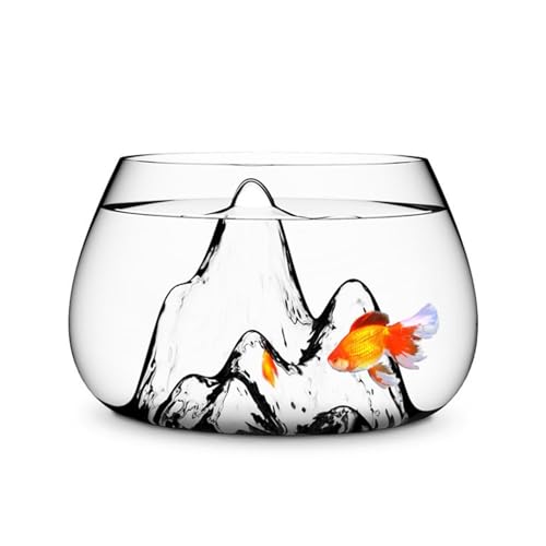 Aquarium Creative Desktop Glass Aquarium Tank with Raised Mountain Peak Modeling Decorative Living Room Transparent Glass Aquarium Aquarium Decorative Ornaments for Home Use Aquarium Starter Kits(21x3