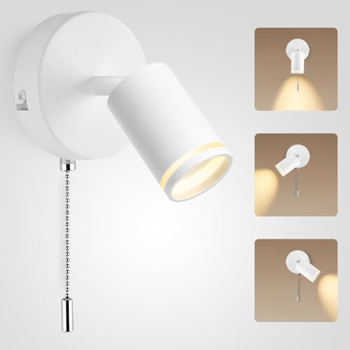 YindaLux Wandlampe mit Schalter Innen - Schwenkbar 350°+90° Wandleuchte mit Schalter - mit GU10 Fassung Max.50W - 230V Weiß Matt Wandspot für Wohnzimmer Schlafzimmer Ohne Leuchtmittel